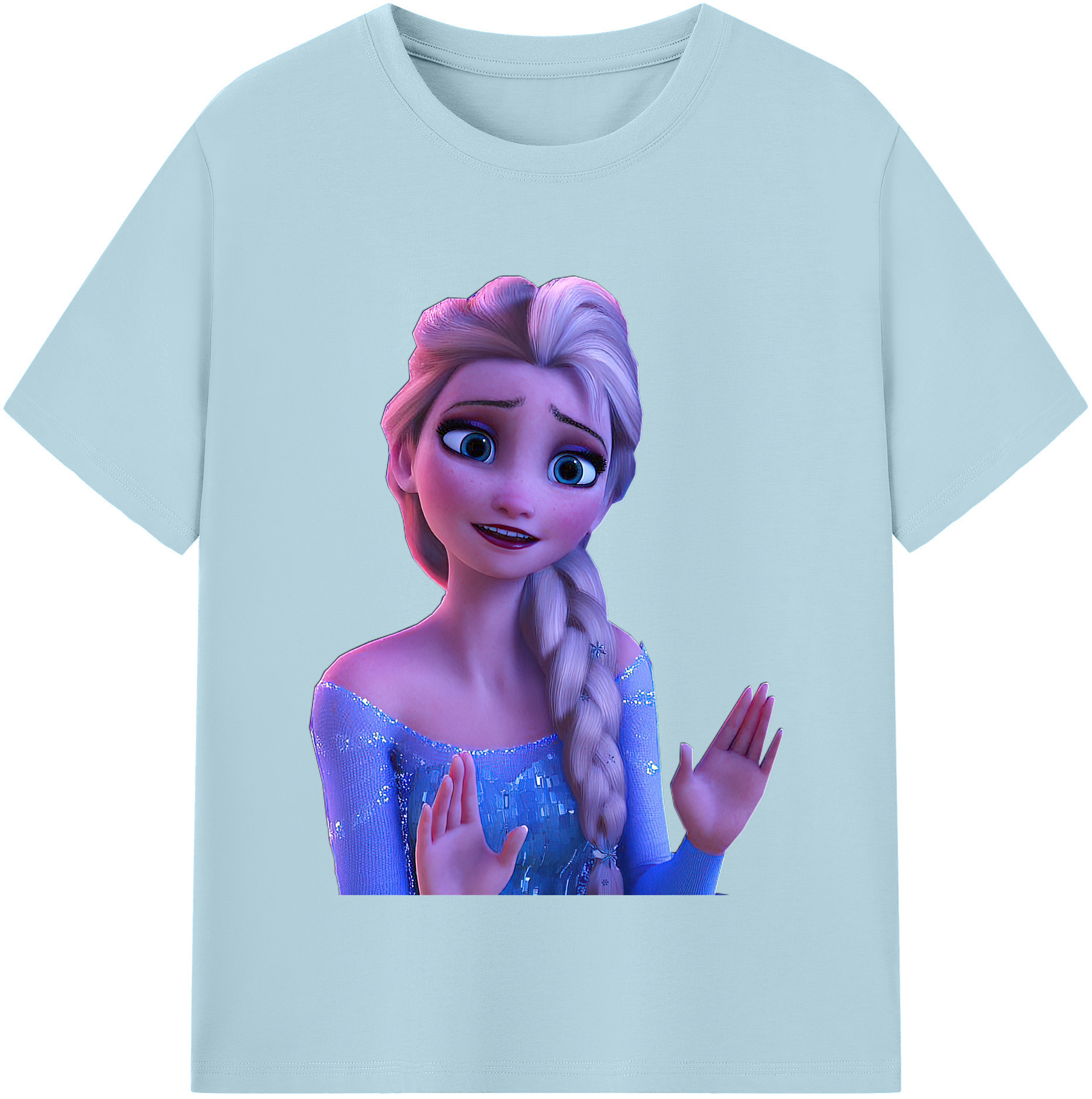 （画像用） アナと雪の女王 アンナ エルサ Frozen Anna Elsa 綿100％半袖Tシャツ（フロントプリント）